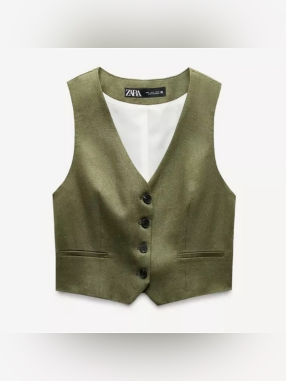 New ZARA Linen Bland V-Neck Waistcoat Vest